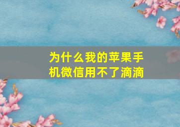 为什么我的苹果手机微信用不了滴滴