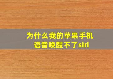 为什么我的苹果手机语音唤醒不了siri