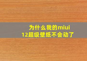 为什么我的miui12超级壁纸不会动了