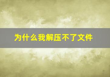 为什么我解压不了文件