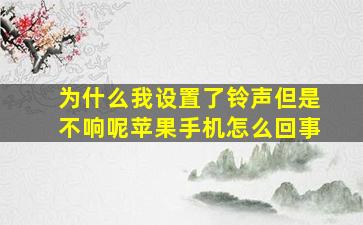 为什么我设置了铃声但是不响呢苹果手机怎么回事