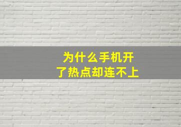 为什么手机开了热点却连不上