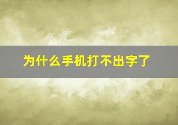 为什么手机打不出字了