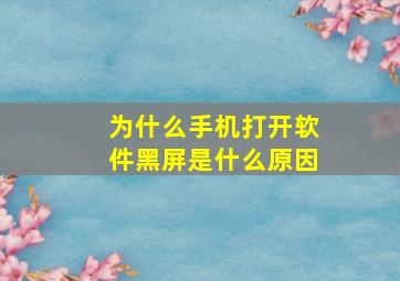 为什么手机打开软件黑屏是什么原因