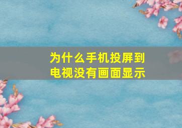 为什么手机投屏到电视没有画面显示