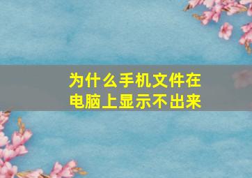 为什么手机文件在电脑上显示不出来