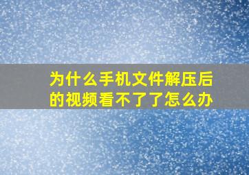 为什么手机文件解压后的视频看不了了怎么办