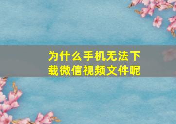 为什么手机无法下载微信视频文件呢