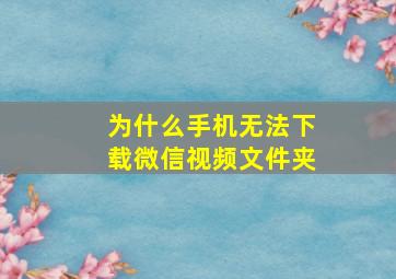 为什么手机无法下载微信视频文件夹