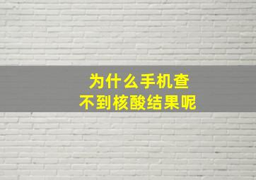 为什么手机查不到核酸结果呢