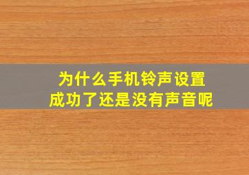 为什么手机铃声设置成功了还是没有声音呢