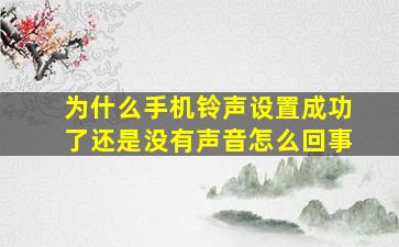 为什么手机铃声设置成功了还是没有声音怎么回事