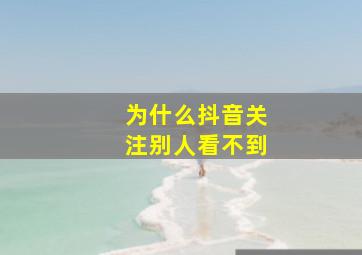 为什么抖音关注别人看不到