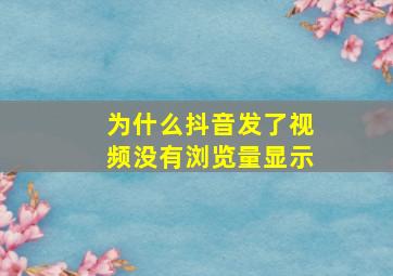 为什么抖音发了视频没有浏览量显示