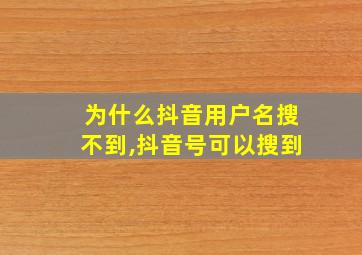 为什么抖音用户名搜不到,抖音号可以搜到