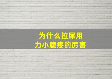 为什么拉屎用力小腹疼的厉害