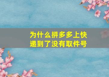 为什么拼多多上快递到了没有取件号