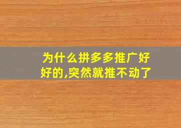 为什么拼多多推广好好的,突然就推不动了