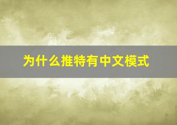 为什么推特有中文模式