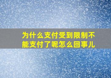 为什么支付受到限制不能支付了呢怎么回事儿