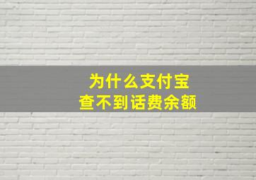 为什么支付宝查不到话费余额