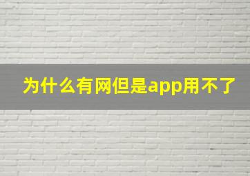 为什么有网但是app用不了