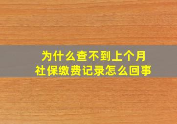 为什么查不到上个月社保缴费记录怎么回事