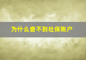 为什么查不到社保账户