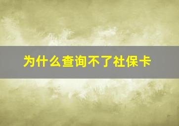 为什么查询不了社保卡