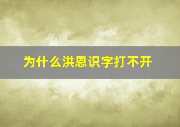 为什么洪恩识字打不开