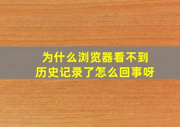 为什么浏览器看不到历史记录了怎么回事呀