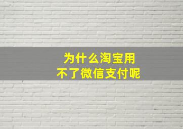 为什么淘宝用不了微信支付呢