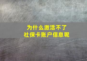 为什么激活不了社保卡账户信息呢