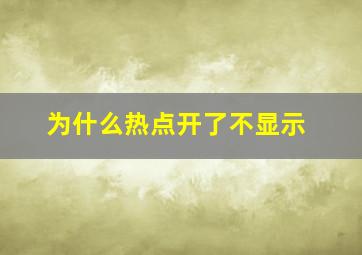 为什么热点开了不显示