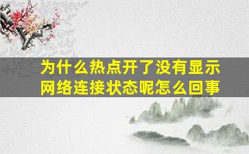 为什么热点开了没有显示网络连接状态呢怎么回事