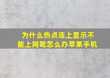 为什么热点连上显示不能上网呢怎么办苹果手机