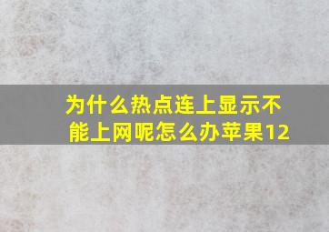 为什么热点连上显示不能上网呢怎么办苹果12