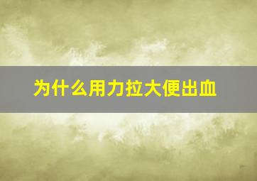 为什么用力拉大便出血