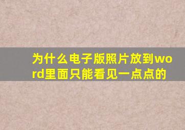 为什么电子版照片放到word里面只能看见一点点的