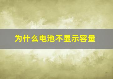 为什么电池不显示容量