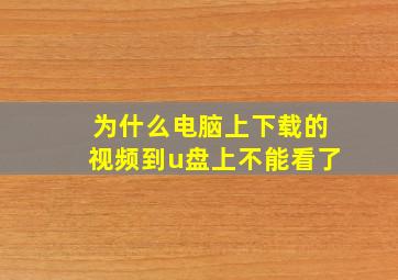 为什么电脑上下载的视频到u盘上不能看了