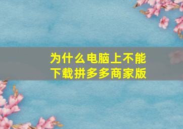 为什么电脑上不能下载拼多多商家版