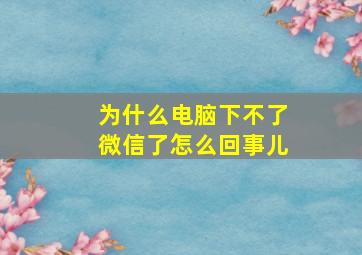 为什么电脑下不了微信了怎么回事儿