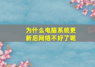 为什么电脑系统更新后网络不好了呢