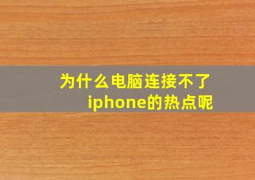 为什么电脑连接不了iphone的热点呢