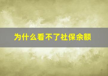 为什么看不了社保余额