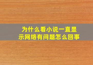 为什么看小说一直显示网络有问题怎么回事