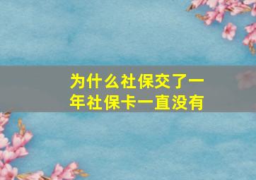 为什么社保交了一年社保卡一直没有