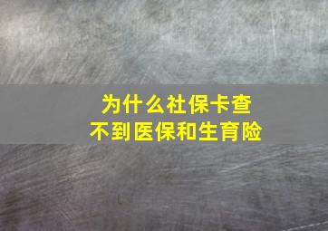 为什么社保卡查不到医保和生育险