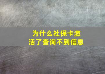 为什么社保卡激活了查询不到信息